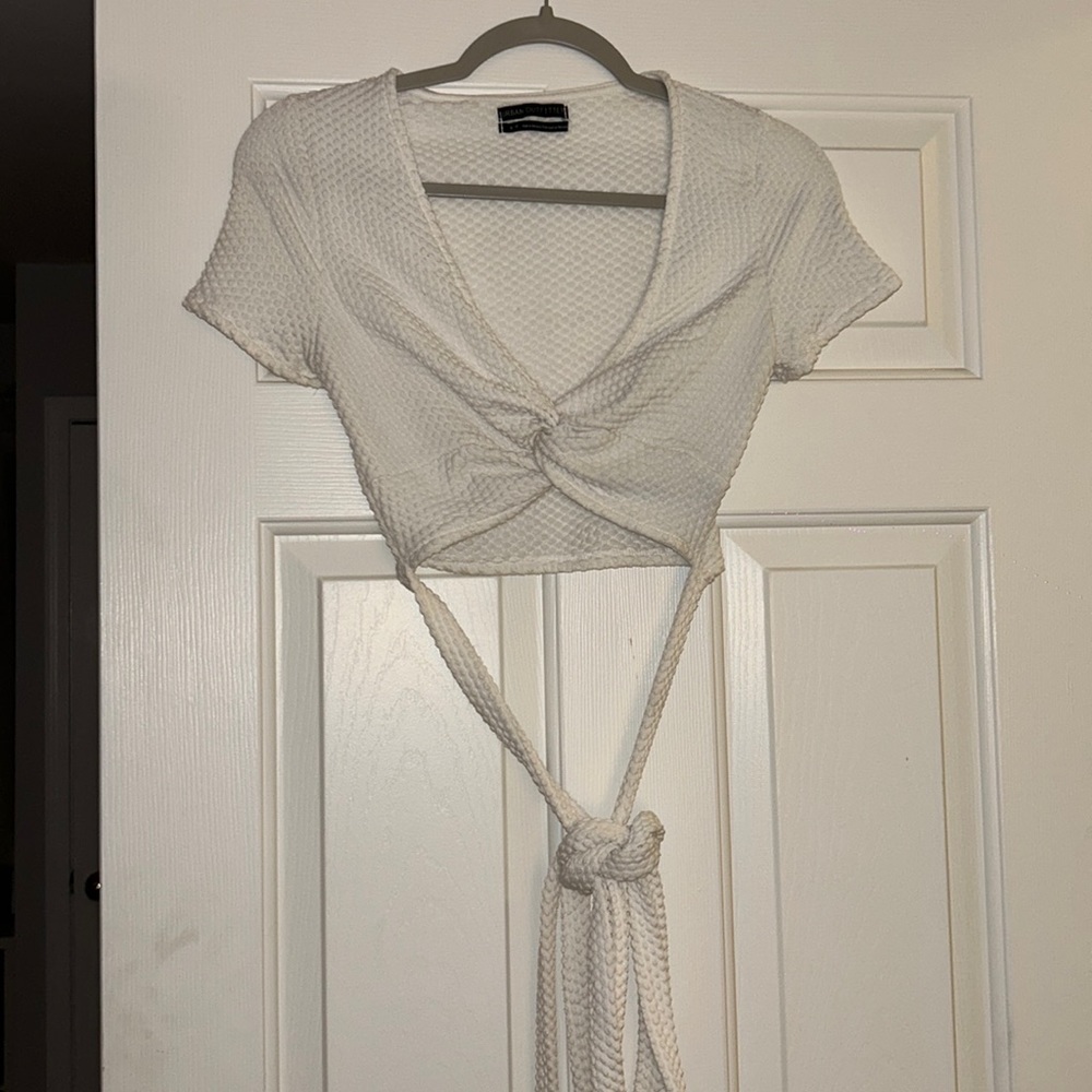 Urban Outfitters White Wrap Crop Top